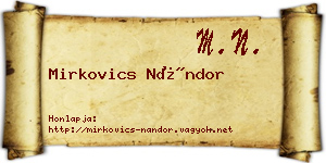 Mirkovics Nándor névjegykártya